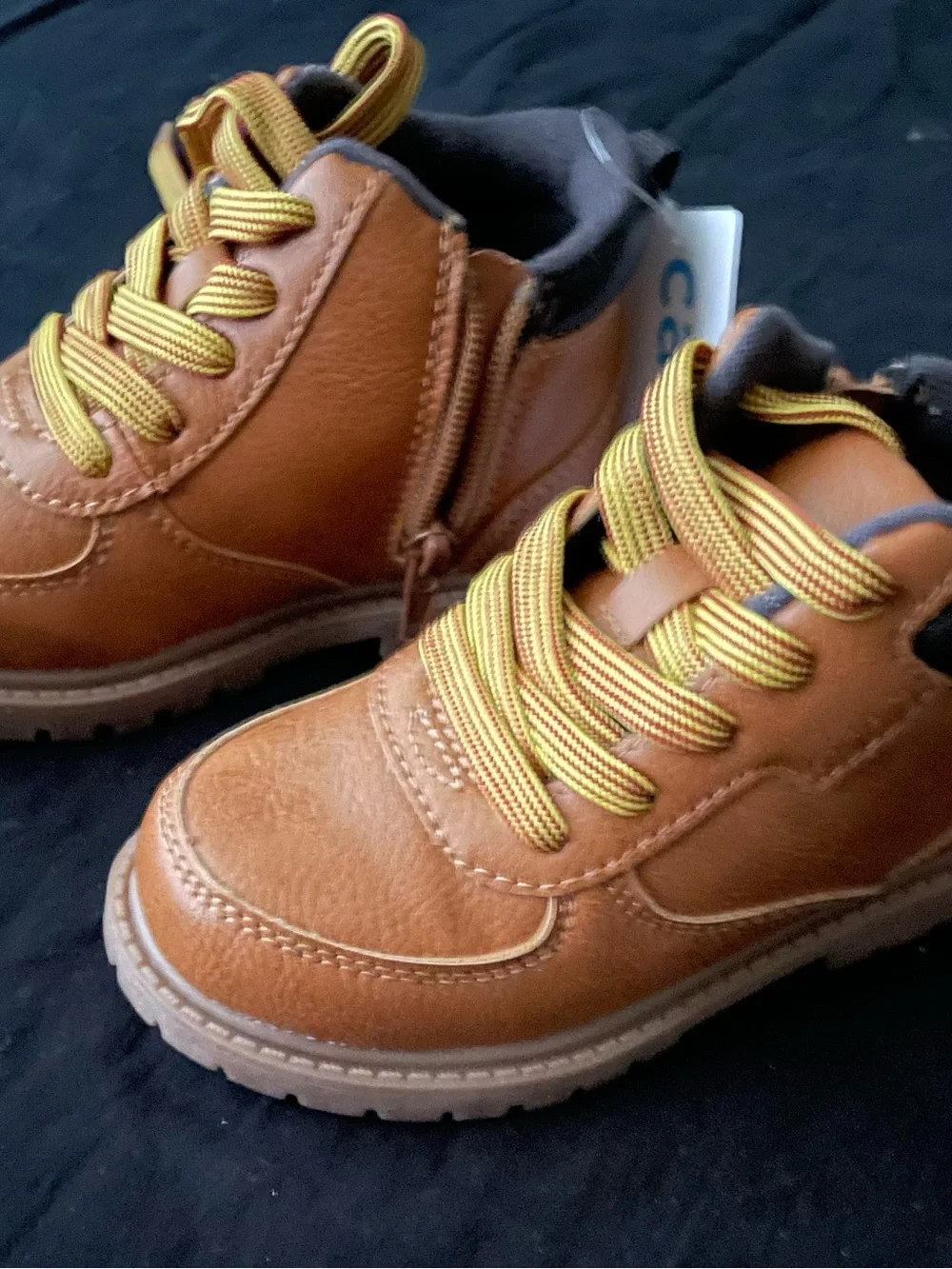 New Carter's Brown/Tan toddler boy Lace-Up Boot with Side Zip size 8